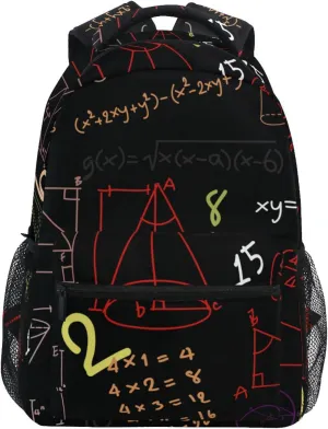 Acpiggto Backpack Colorful Math Formula Diagram Education Blackboard Daypack Shoulder Bag for Travel Hiking Sports Gym Casual Camping