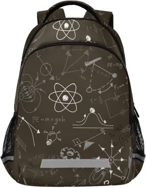 Acpiggto Backpack Daypack Shoulder Bag Brown Physics Formula Scientific Diagram Blackboard Rucksack Bookbag Laptop Compartment