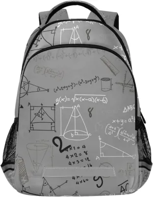 Acpiggto Backpack Daypack Shoulder Bag Grey Math Mathematical Formula Education Number Luggage Bag for Gym Sports Casual Women Men