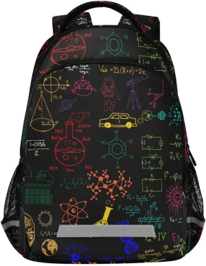 Acpiggto Backpack Daypack Shoulder Bag Science Formulas Graphs Chemical School Education Hippie Black Luggage Bag for Gym Sports Casual Women Men