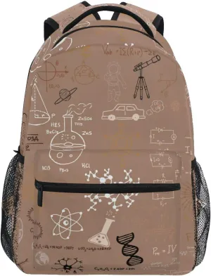 Acpiggto Backpack Daypack Shoulder Bag Vintage Science Formulas Blackboard Chalk Graphs Math Physics Rucksack Bookbag Boys Girls