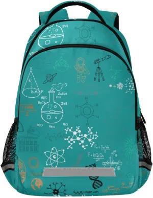 Acpiggto Backpack Laptop Rucksack Blue Education Science Formulas Colorful Hippie Hand Written Daypack Shoulder Bag for Travel Hiking Sports Gym Casual Camping