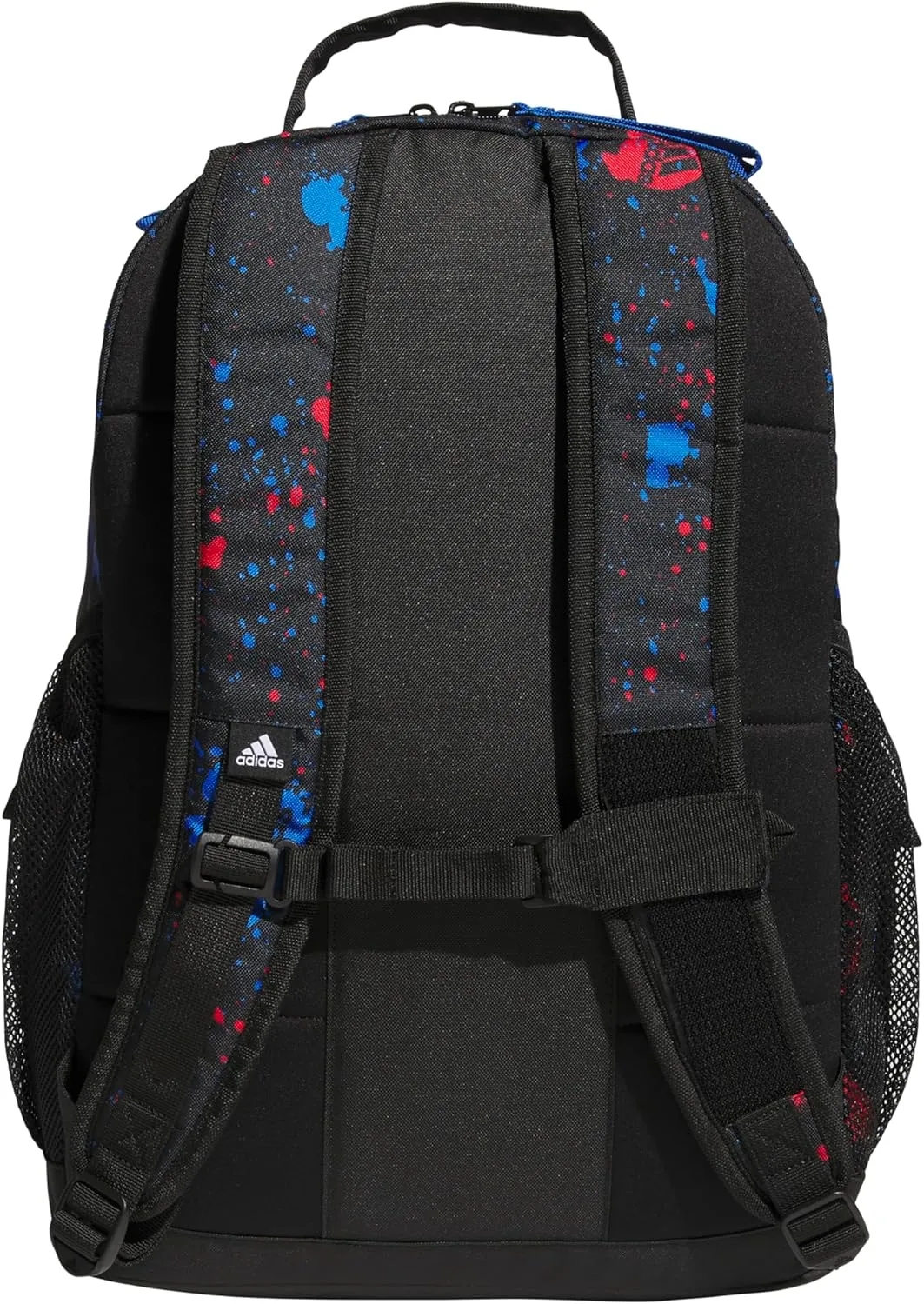 adidas Adaptive Backpack Large Features for Independent Dressing and Ease of use, Splatter Black/Bright Royal Blue/White, One Size
