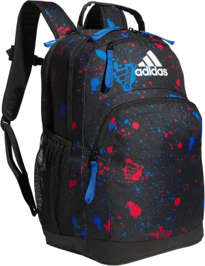adidas Adaptive Backpack Large Features for Independent Dressing and Ease of use, Splatter Black/Bright Royal Blue/White, One Size