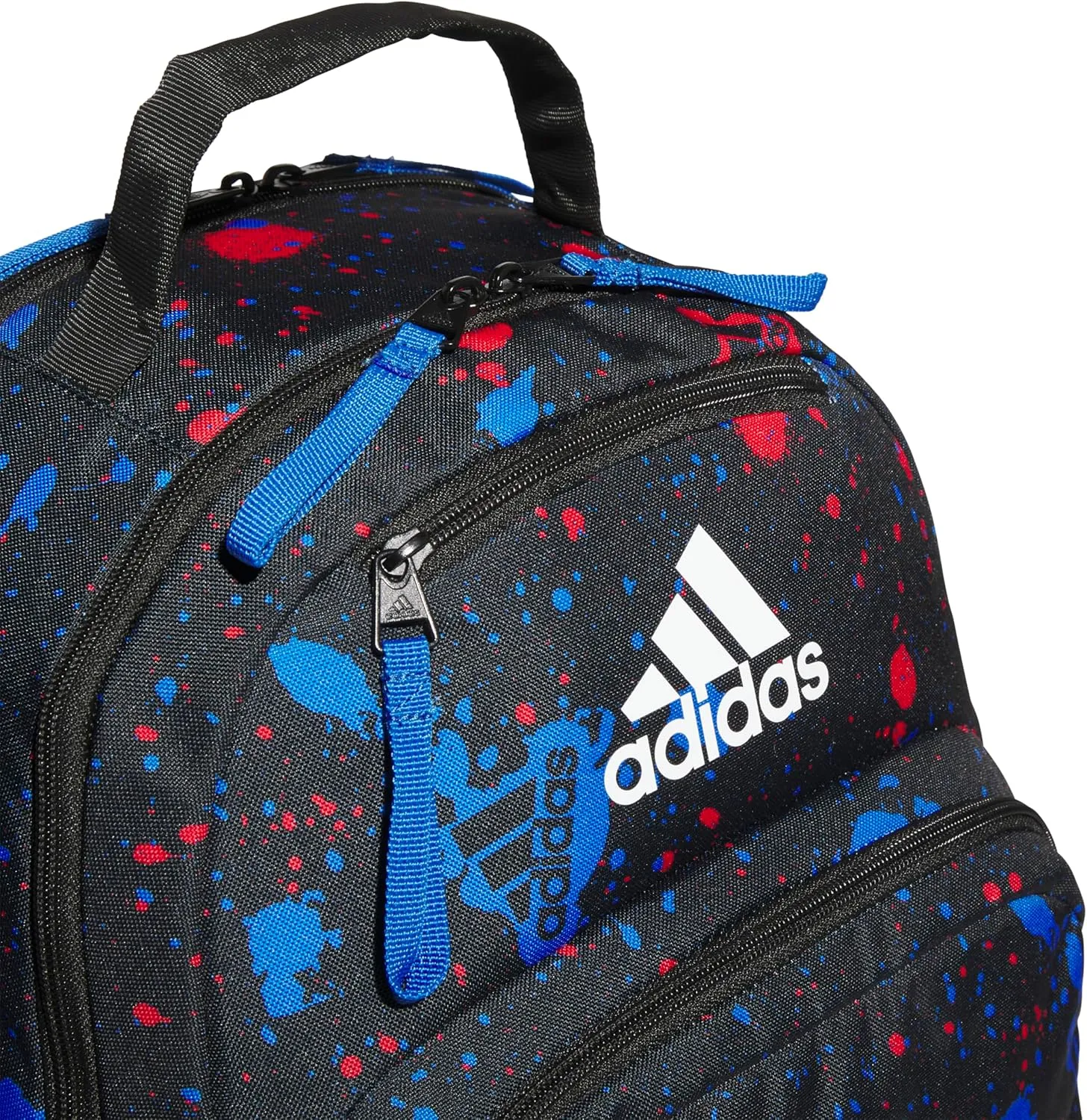 adidas Adaptive Backpack Large Features for Independent Dressing and Ease of use, Splatter Black/Bright Royal Blue/White, One Size