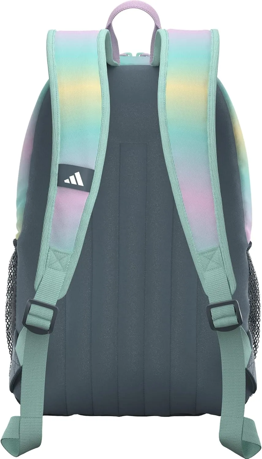 adidas Originator Small Backpack for Men and Women, Athletic Book Bag with Laptop Sleeve, Gradient Flash Aqua/Semi Flash Aqua Blue/Orchid Fusion Purple, One Size