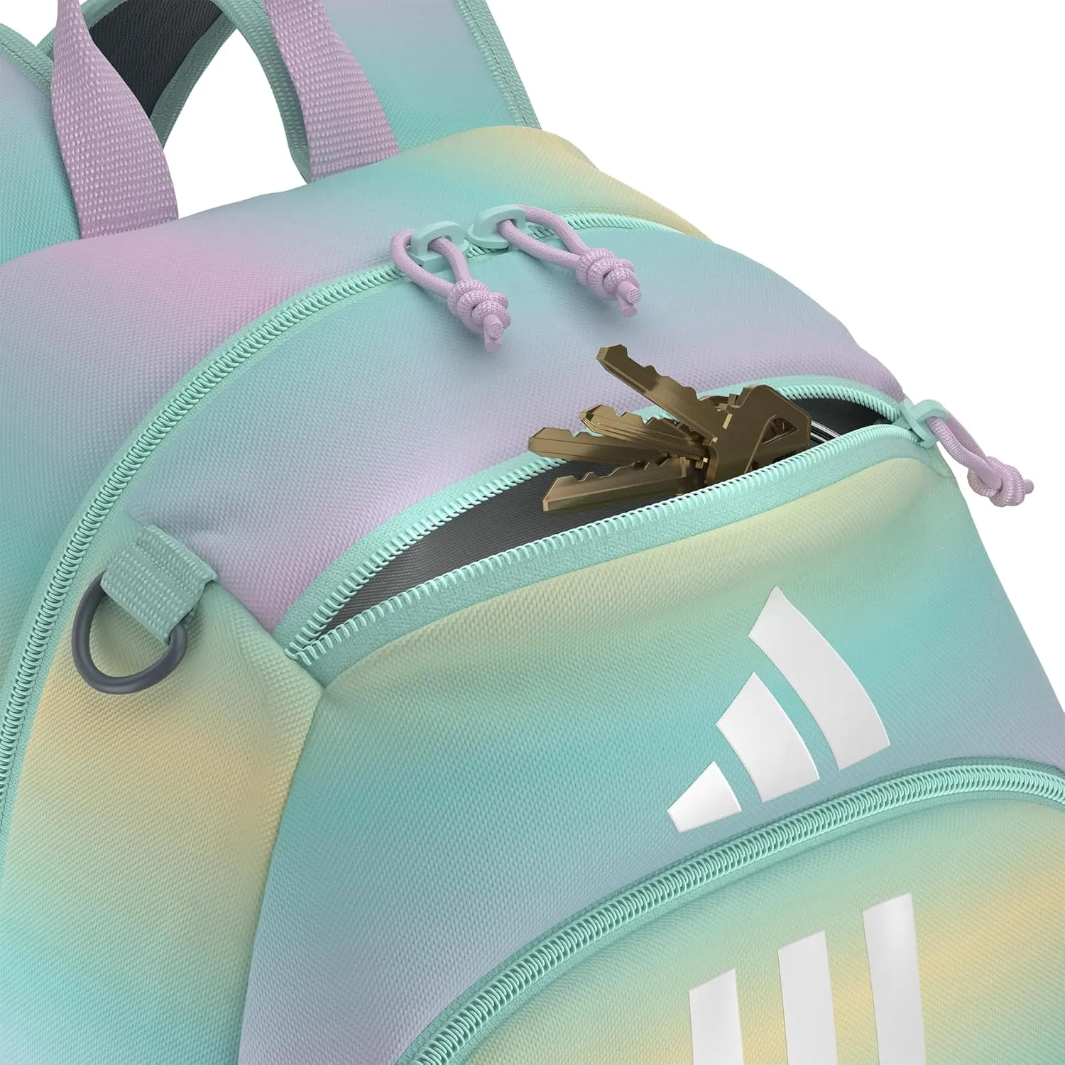 adidas Originator Small Backpack for Men and Women, Athletic Book Bag with Laptop Sleeve, Gradient Flash Aqua/Semi Flash Aqua Blue/Orchid Fusion Purple, One Size