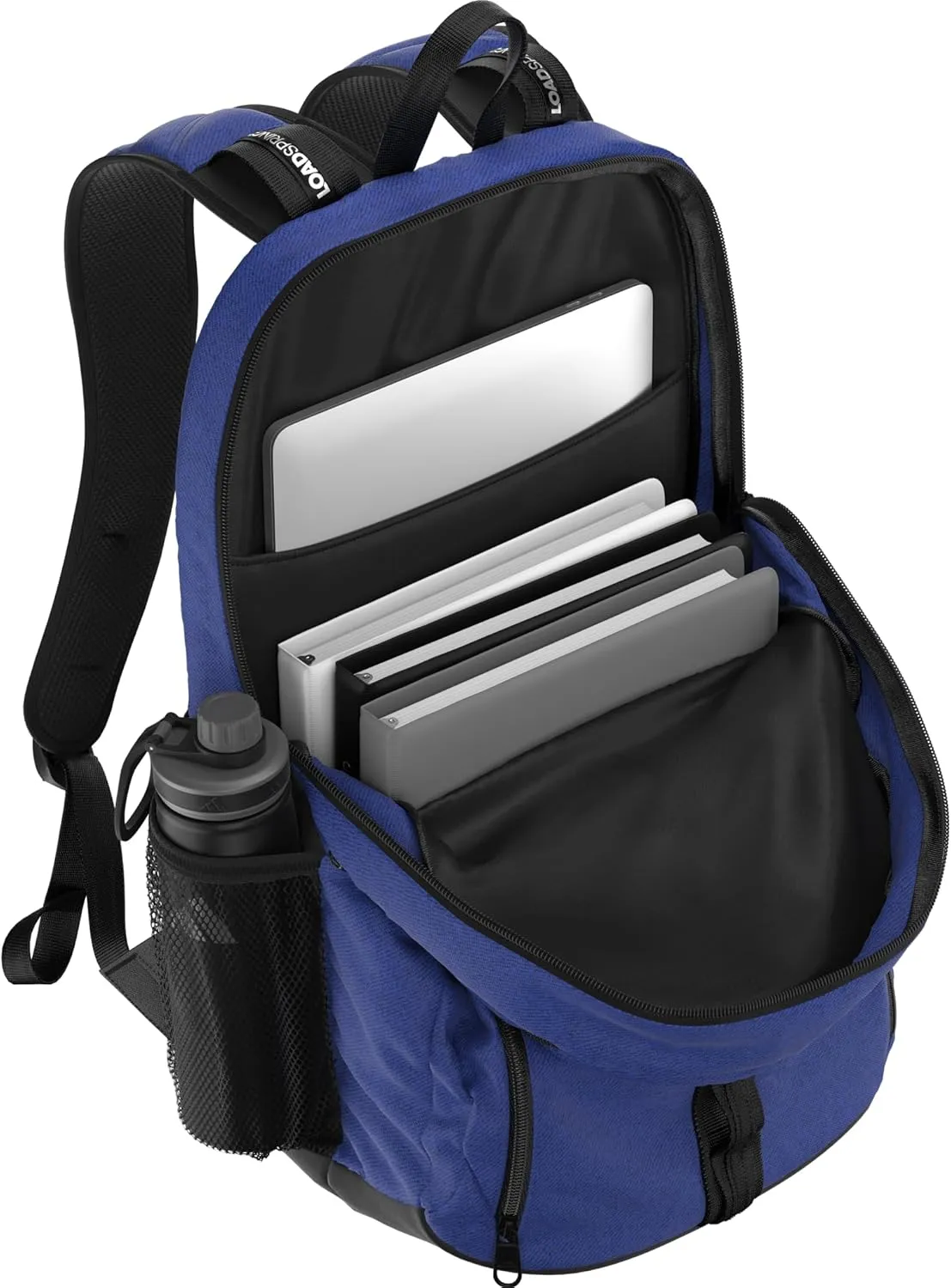 adidas Primetime Large Backpack for Women and Men, Big Bag with Laptop Sleeve, Twill Bright Royal-Legend Ink/Black/Silver Metallic, One Size