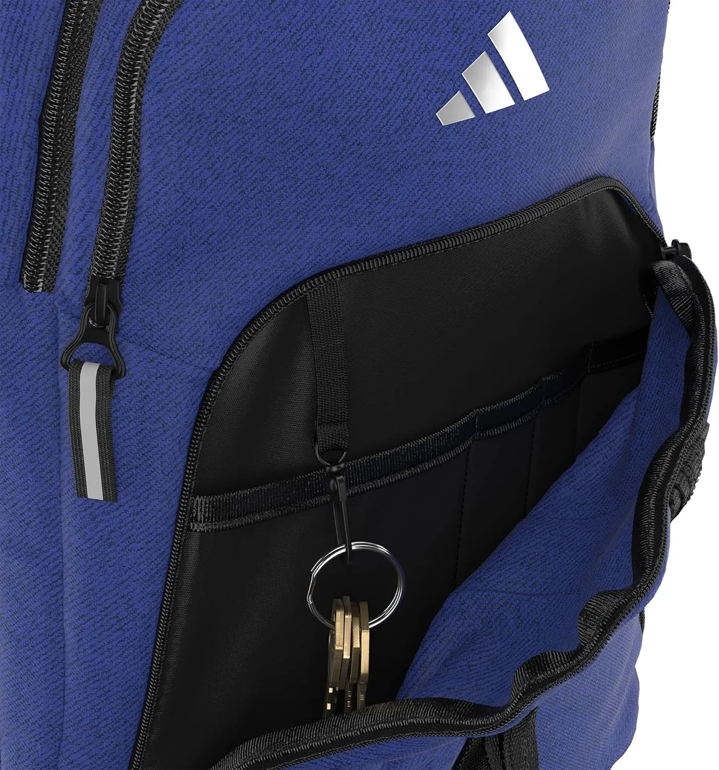 adidas Primetime Large Backpack for Women and Men, Big Bag with Laptop Sleeve, Twill Bright Royal-Legend Ink/Black/Silver Metallic, One Size