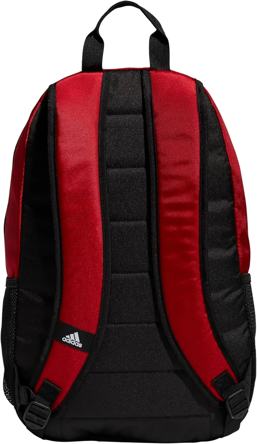 adidas Striker Sports Backpack Durable Athletic Gym Laptop Bag, Team Power Red/Black/White, One Size