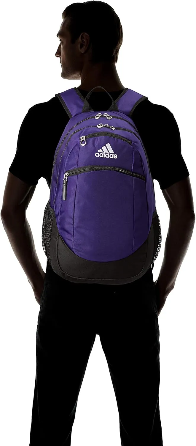adidas Striker Sports Backpack for Soccer and More, Workout Bag for Men and Women, Team Collegiate Purple/Black/White, One Size