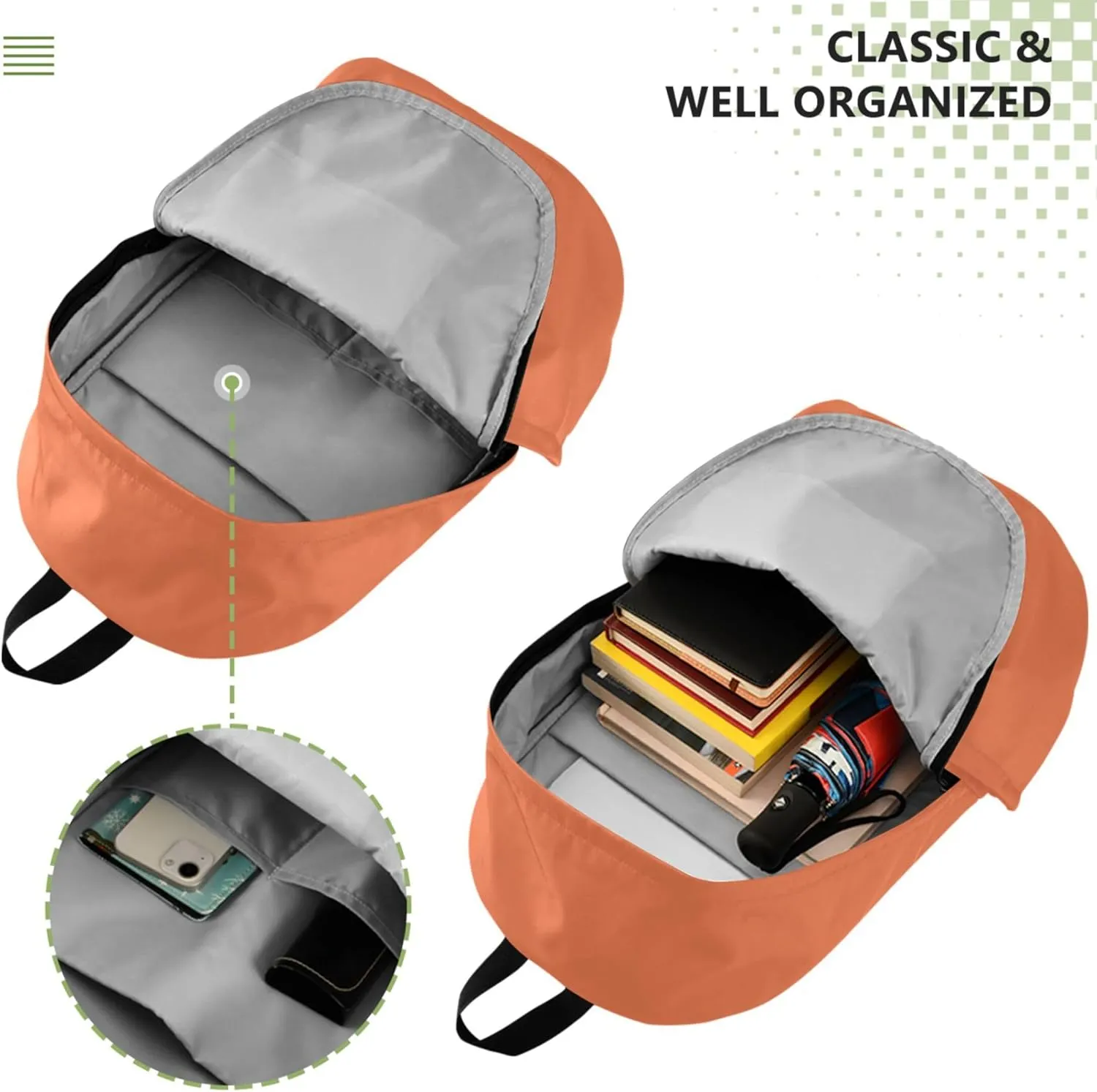 Adults Cute Backpacks for Woman Daypack Coral Orange Cool Cool Book Bags for Teen Girls