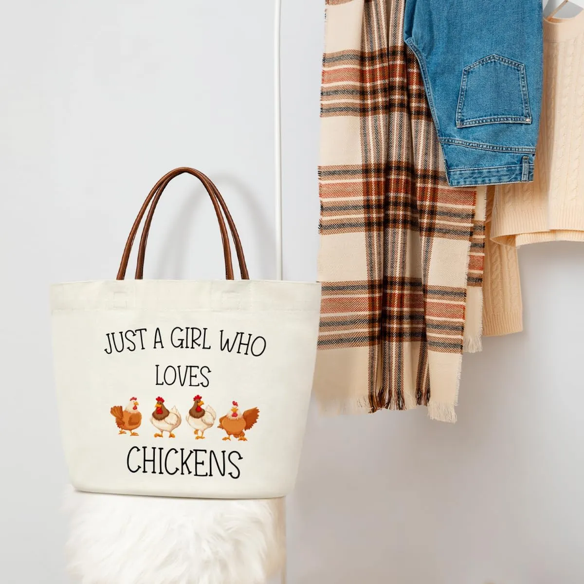 Aesthetic Canvas Tote Bag for Women Reusable Grocery Shopping Bag With Handles Funny Tote Bag -Just A Girl Who Loves