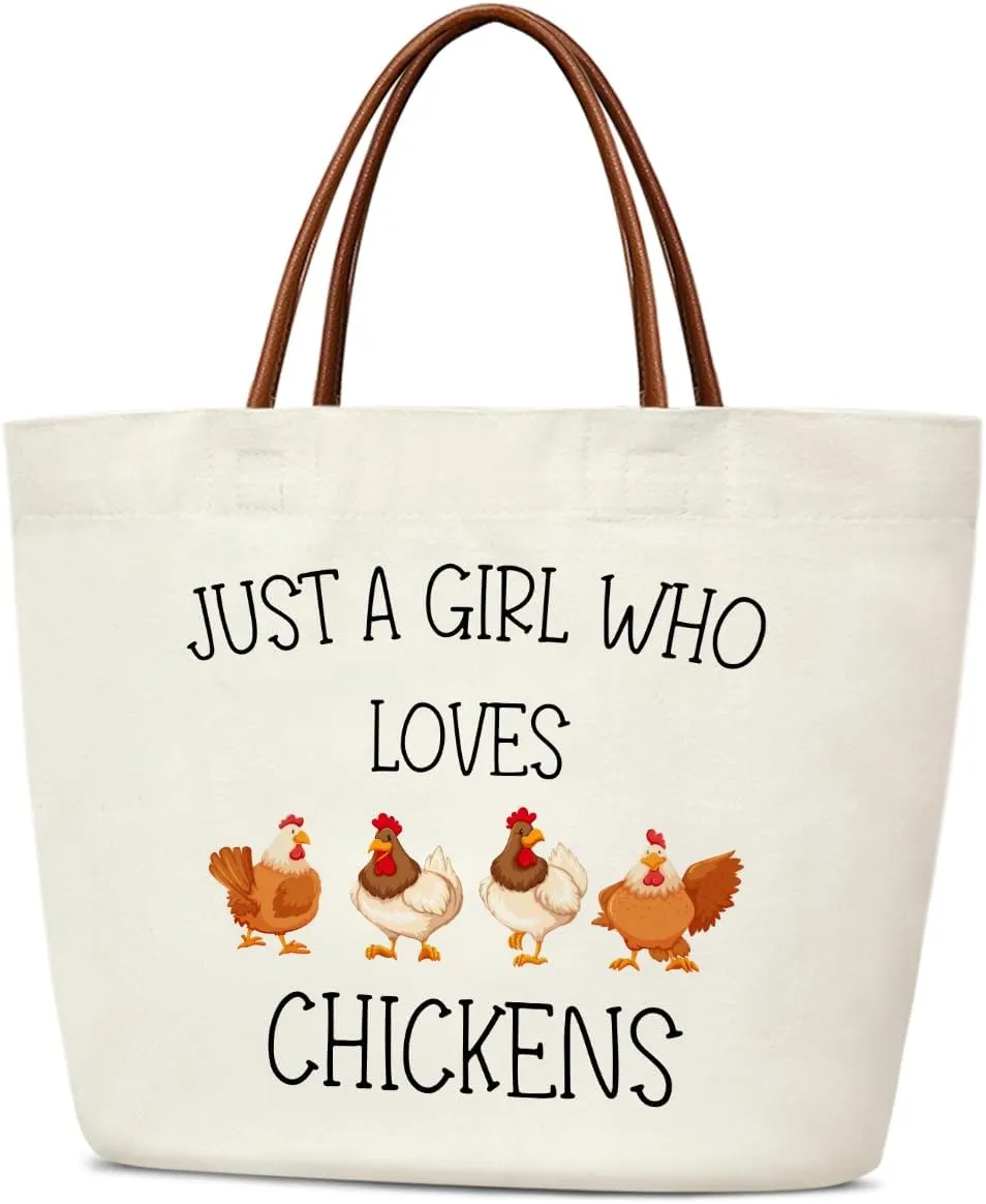 Aesthetic Canvas Tote Bag for Women Reusable Grocery Shopping Bag With Handles Funny Tote Bag -Just A Girl Who Loves