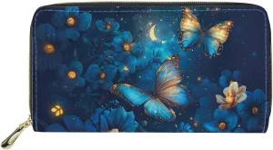 AFPANQZ Long Wallet for Women Slim Purse PU Leather Clutch Zip Around Cards Phone Holder
