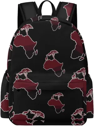 African Safari Map Silhouette Fashion Laptop Backpack Purse Travel Backpack Casual Shoulder Bag for Work Shopping Camping