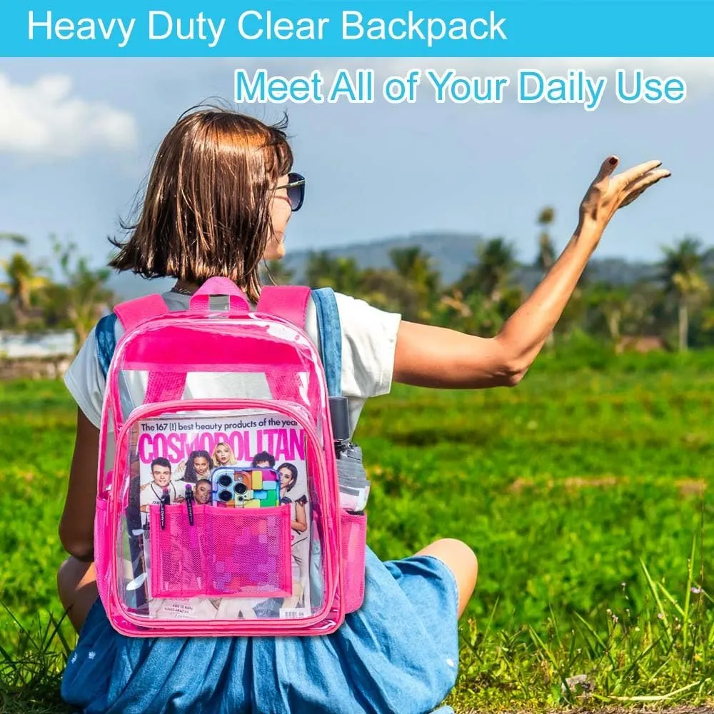 AGSDON Clear Backpack, Heavy Duty Transparent Bookbag, See Through PVC Backpacks for Women Men