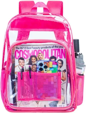AGSDON Clear Backpack, Heavy Duty Transparent Bookbag, See Through PVC Backpacks for Women Men