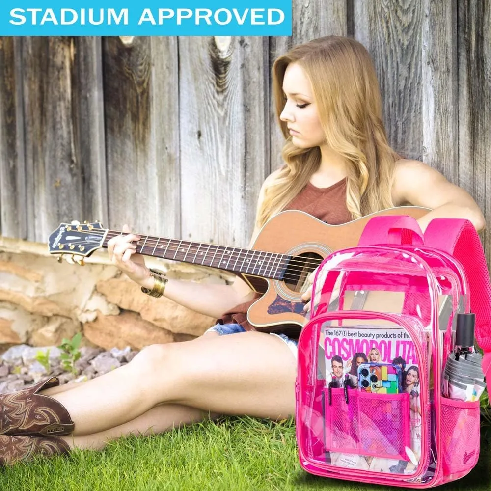 AGSDON Clear Backpack, Heavy Duty Transparent Bookbag, See Through PVC Backpacks for Women Men