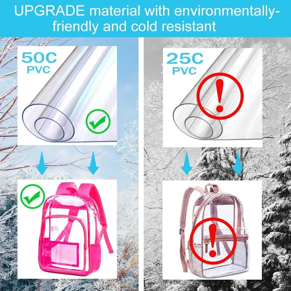 AGSDON Clear Backpack, Heavy Duty Transparent Bookbag, See Through PVC Backpacks for Women Men