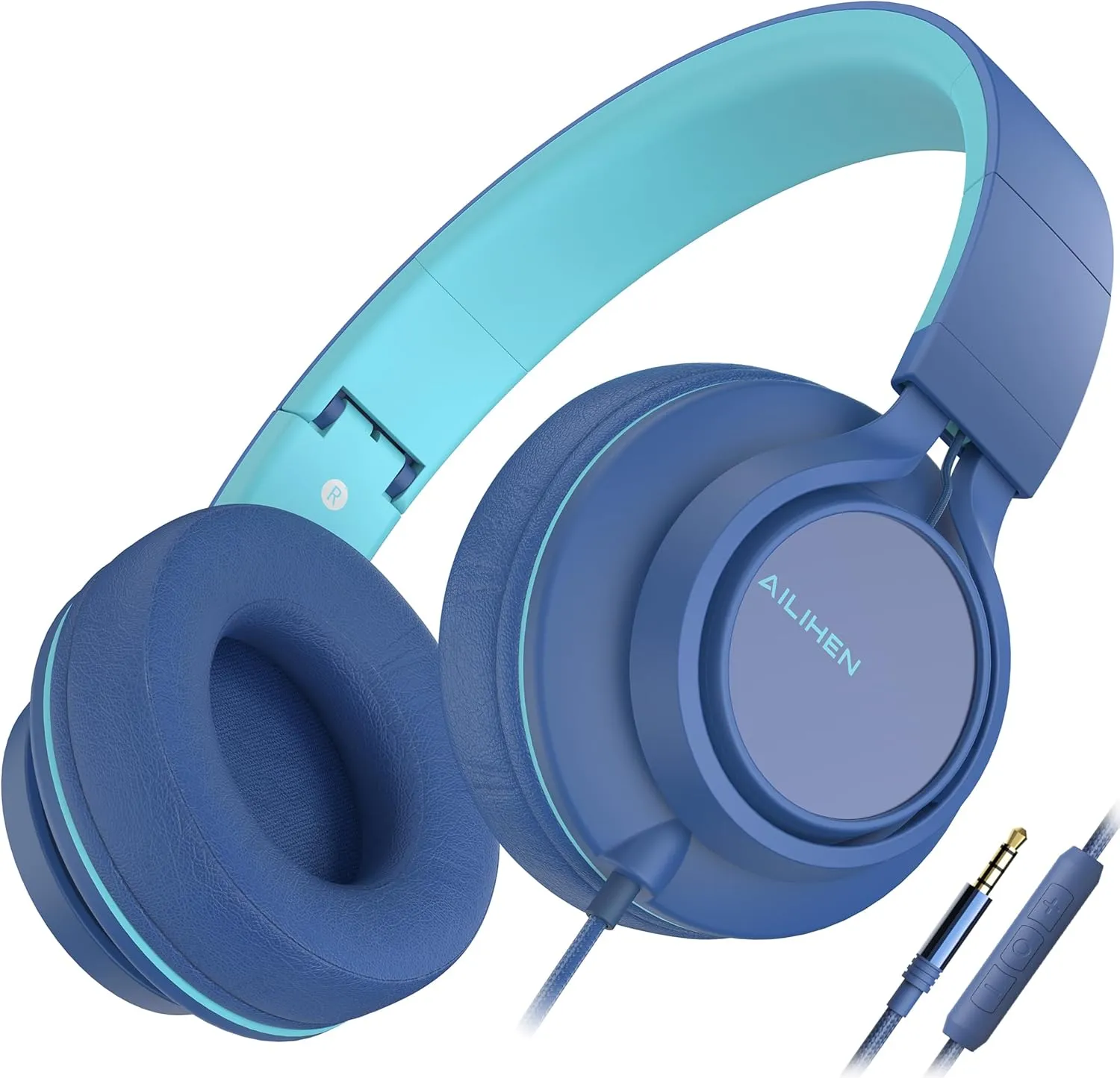 AILIHEN C8 Headphones Wired, On-Ear Headphones with Microphone and Volume Control, Corded 3.5mm Headset for Boys Girl School Smartphones Chromebook Laptop Computer Tablets Airplane Travel (Indigo)