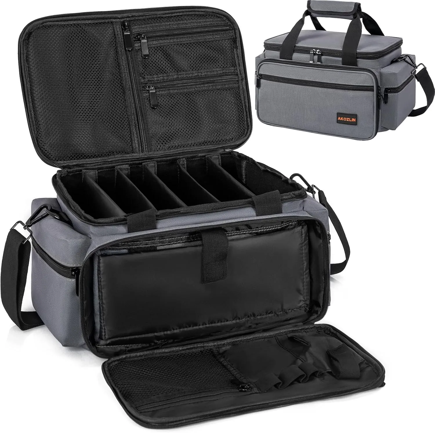 AKOZLIN Cable File Bag DJ Gig Bag Cord Organizer Case with Detachable Dividers for Laptop,DJ Gear, Sound Instrument and Music Equipment Accessories 13"×8.3"×8.3" Grey