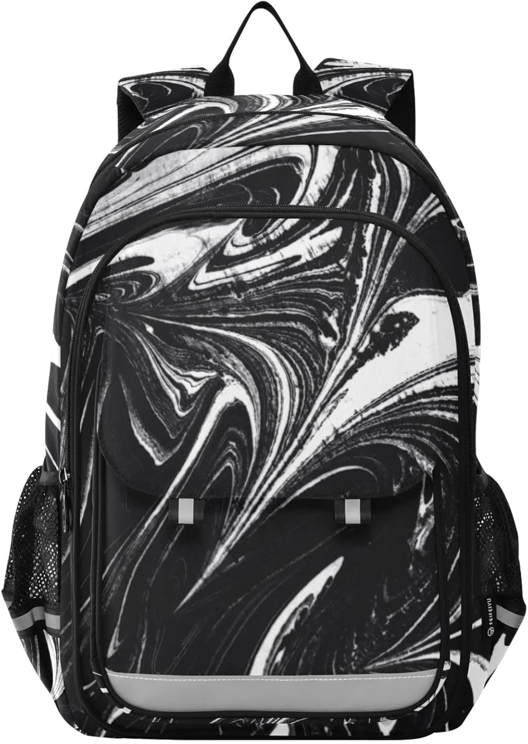 ALAZA Black Ink Fluid Marble Laptop Backpack Purse for Women Men School Bag 17 Inch Bookbag Student Boys Girls Travel Casual Daypack