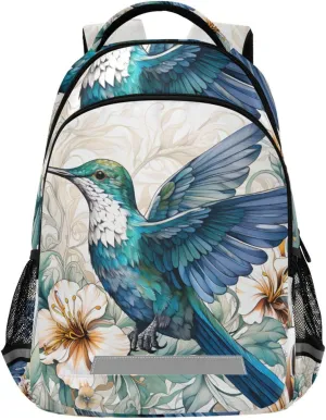 ALAZA Blue Bird White Flower Backpack Girls Kids Backpacks Boys School Bookbag 3rd 4th 5th Grade Casual Daypack Laptop Shoulder Bag