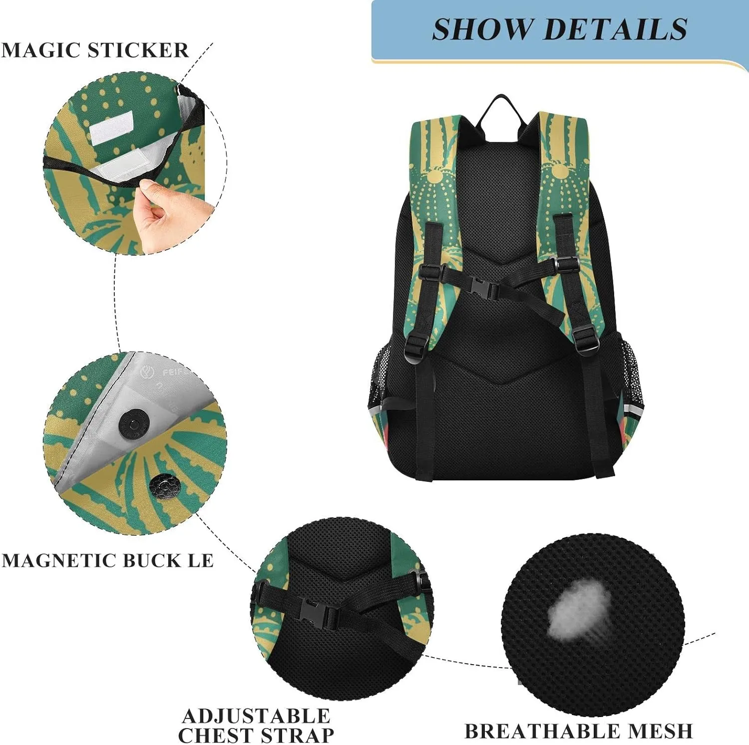 ALAZA Cacti with Flowers and Thorns in Green Backpacks Travel Laptop Backpack