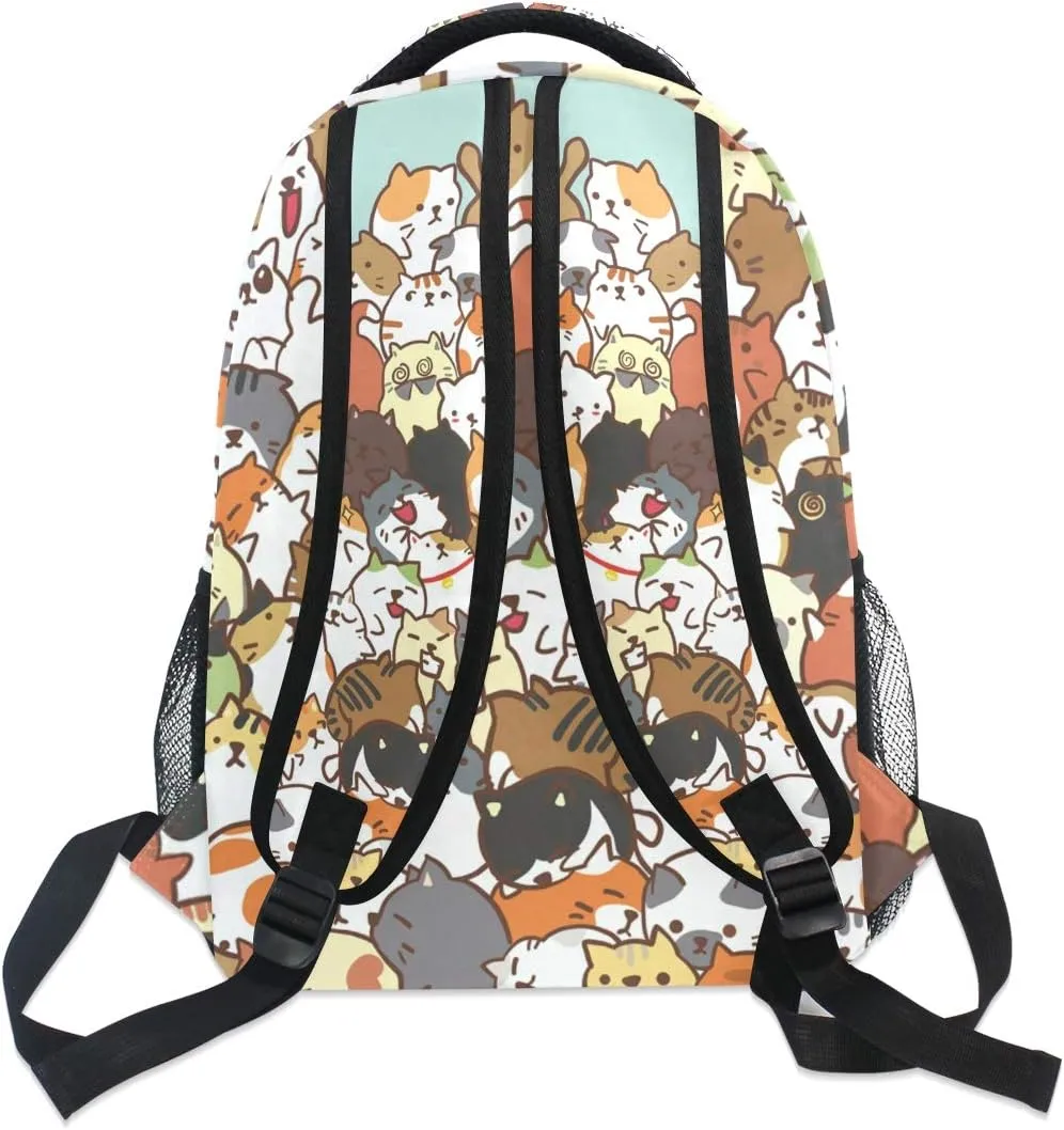 ALAZA Cute Cat Family Fun Animal Art Stylish Large Backpack Personalized Laptop iPad Tablet Travel School Bag with Multiple Pockets