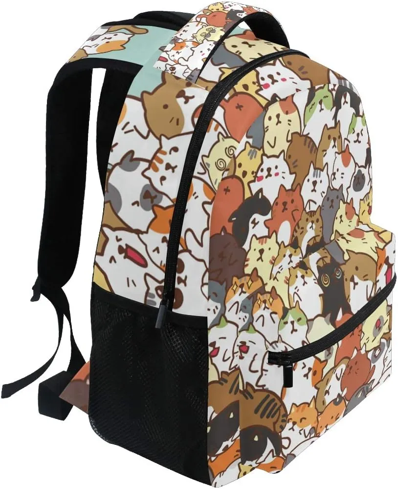 ALAZA Cute Cat Family Fun Animal Art Stylish Large Backpack Personalized Laptop iPad Tablet Travel School Bag with Multiple Pockets
