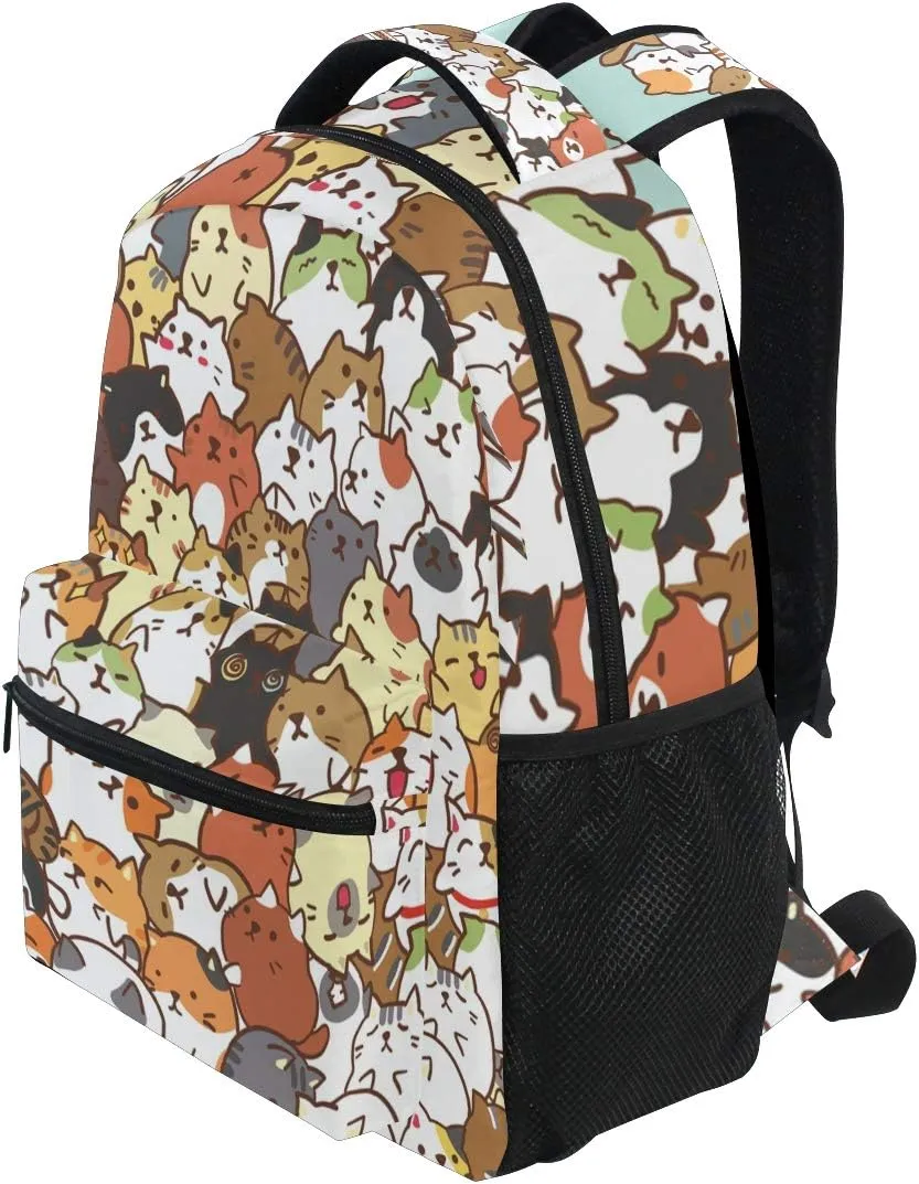 ALAZA Cute Cat Family Fun Animal Art Stylish Large Backpack Personalized Laptop iPad Tablet Travel School Bag with Multiple Pockets