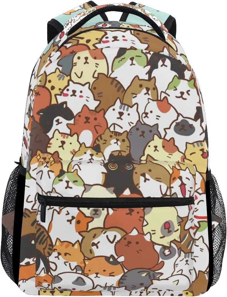 ALAZA Cute Cat Family Fun Animal Art Stylish Large Backpack Personalized Laptop iPad Tablet Travel School Bag with Multiple Pockets