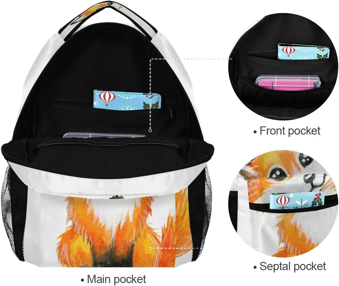 ALAZA Cute Little Fox Animal Print Large Backpack Personalized Laptop iPad Tablet Travel School Bag with Multiple Pockets