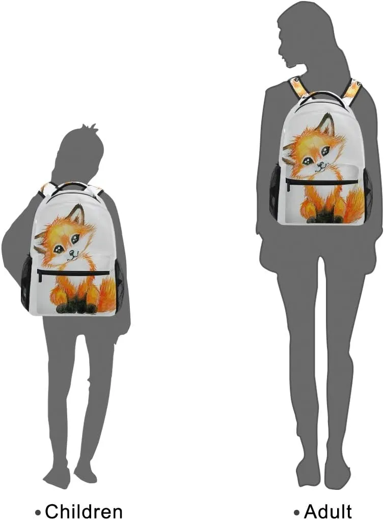 ALAZA Cute Little Fox Animal Print Large Backpack Personalized Laptop iPad Tablet Travel School Bag with Multiple Pockets