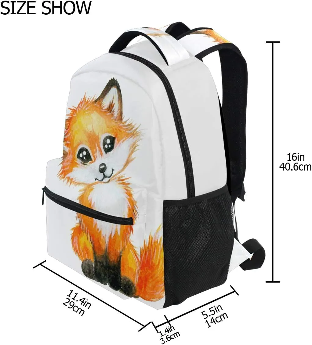 ALAZA Cute Little Fox Animal Print Large Backpack Personalized Laptop iPad Tablet Travel School Bag with Multiple Pockets