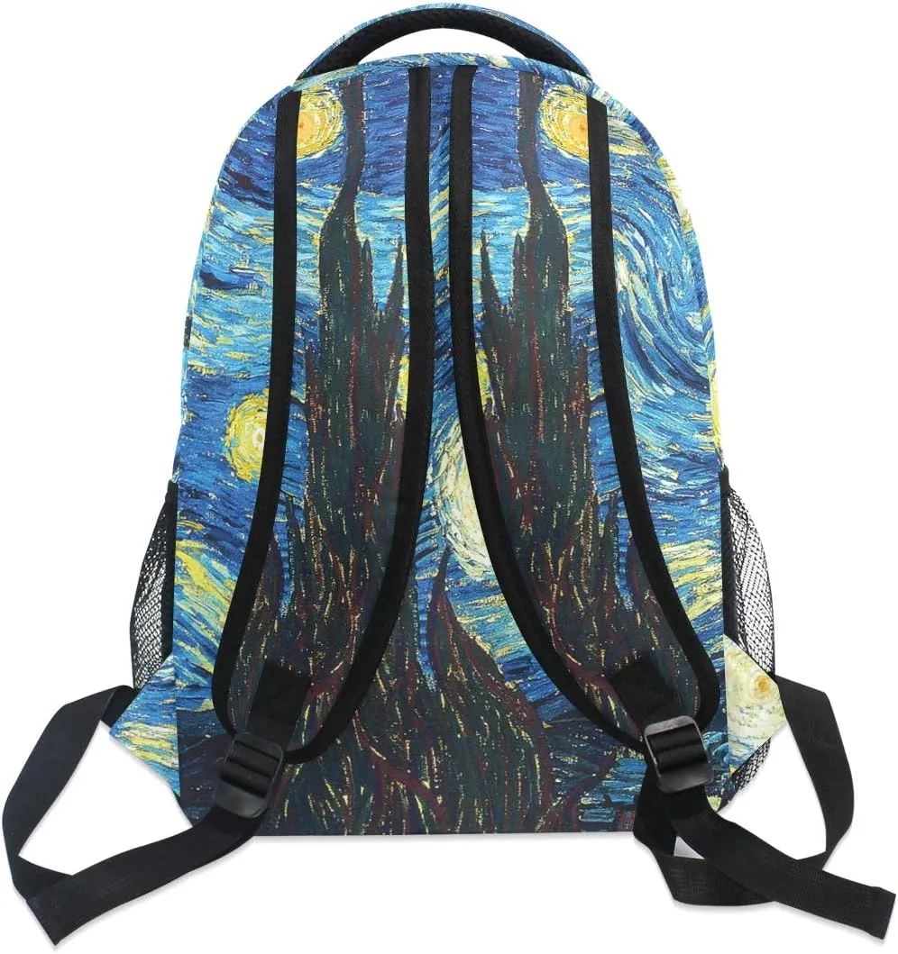 ALAZA Galaxy Starry Night Sky Van Gogh Large Backpack Personalized Laptop iPad Tablet Travel School Bag with Multiple Pockets