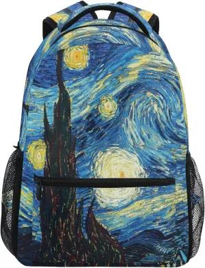 ALAZA Galaxy Starry Night Sky Van Gogh Large Backpack Personalized Laptop iPad Tablet Travel School Bag with Multiple Pockets