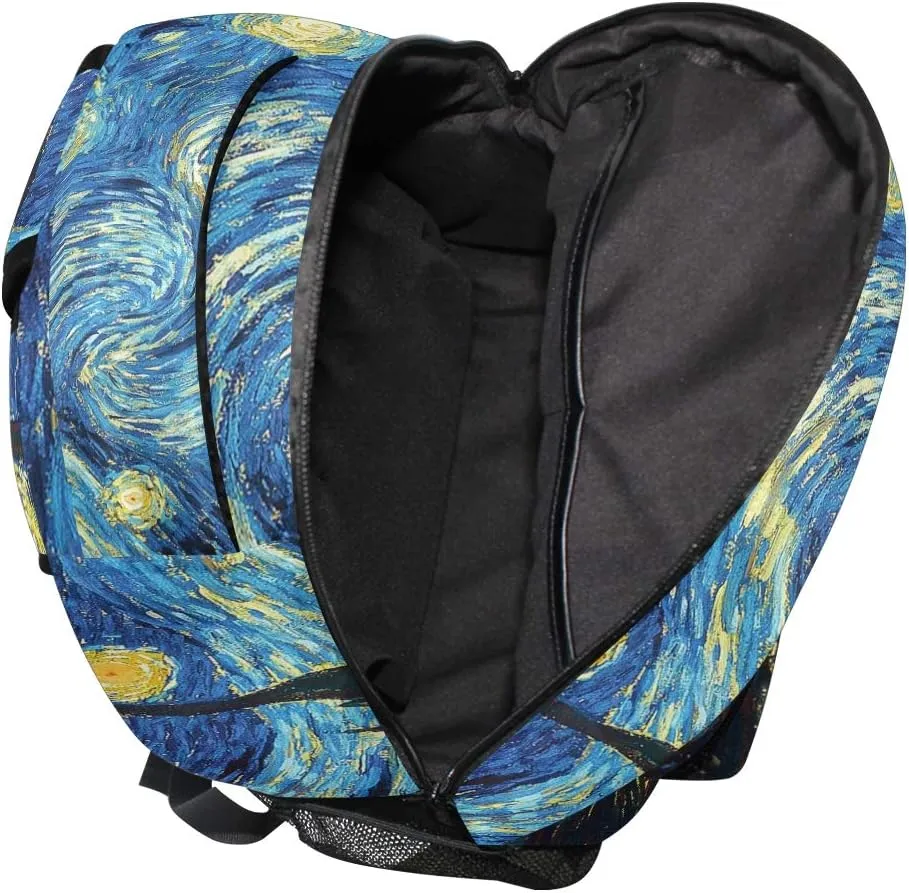 ALAZA Galaxy Starry Night Sky Van Gogh Large Backpack Personalized Laptop iPad Tablet Travel School Bag with Multiple Pockets