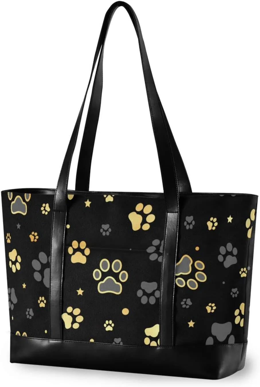 ALAZA Gold Dog Paw Print Women Laptop Tote Bag for Woman 15.6 inch Laptop Organizer Bag Teacher Work Purse