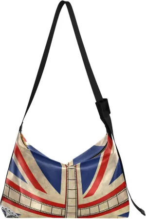 ALAZA Hipster Vintage British Flag The Union Jack Womens Tote Bag Leather Shoulder Bag For Women Men Large Hobo Cross Body Bags Handbag