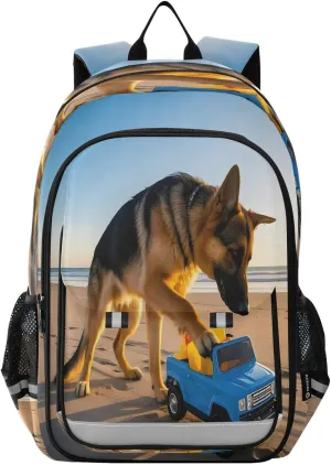 ALAZA Husky Beach Cartoon Car School Backpacks Travel Laptop Bag Kids Bookbag for Girls Boys Teens Women Men