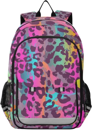 ALAZA Laser Leopard Print Laptop Backpack Purse for Women Men School Bag 17 Inch Bookbag Student Boys Girls Travel Casual Daypack
