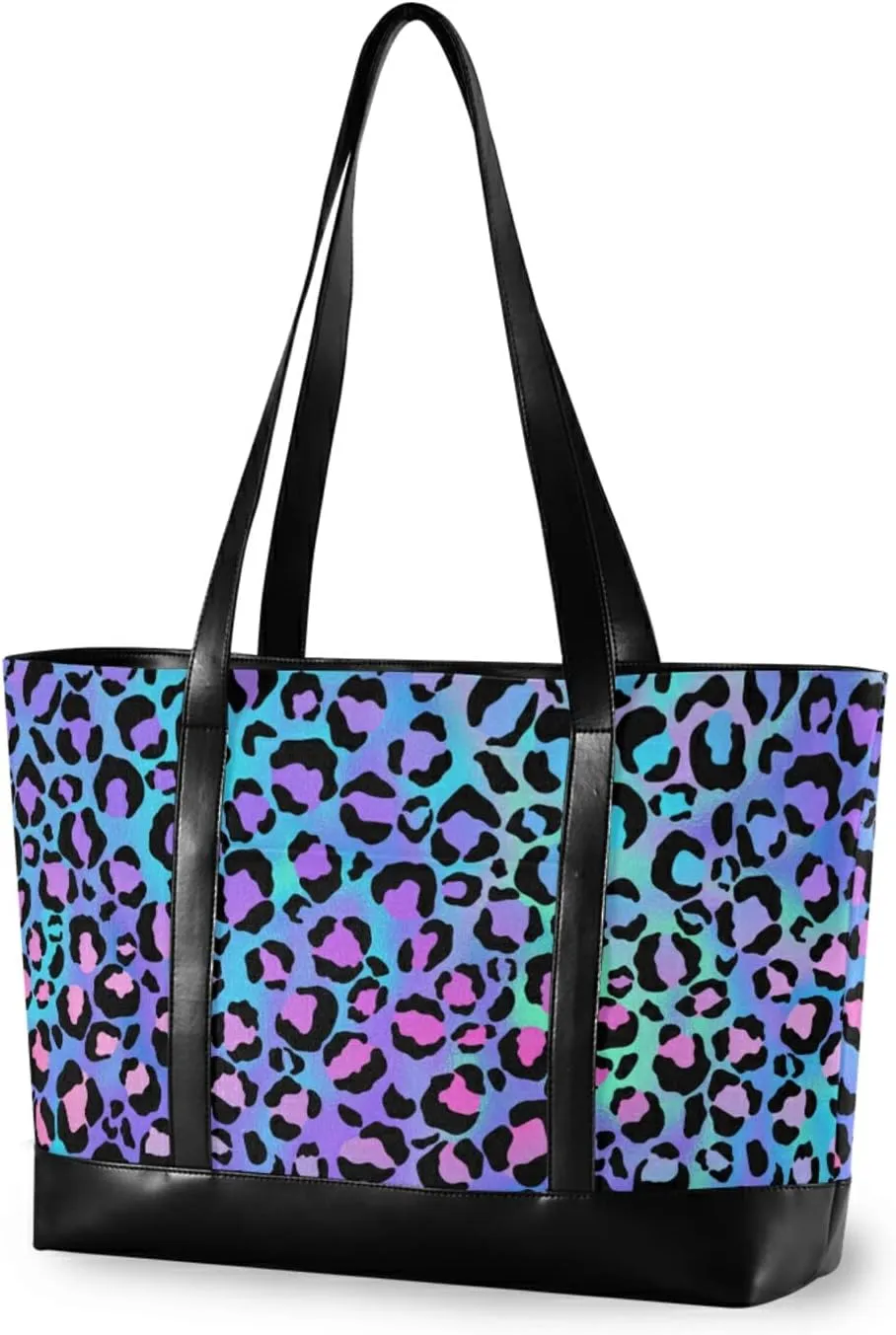 ALAZA Leopard Print Cheetah Purple Laptop Tote Bag for Woman 15.6 inch Laptop Organizer Bag Teacher Work Purse