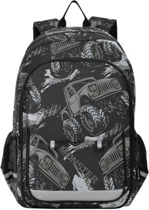 ALAZA Monster Truck Red Black Laptop Backpack Purse for Women BookBags 17 inch School Bags Men Boys Girls Travel Casual Daypack