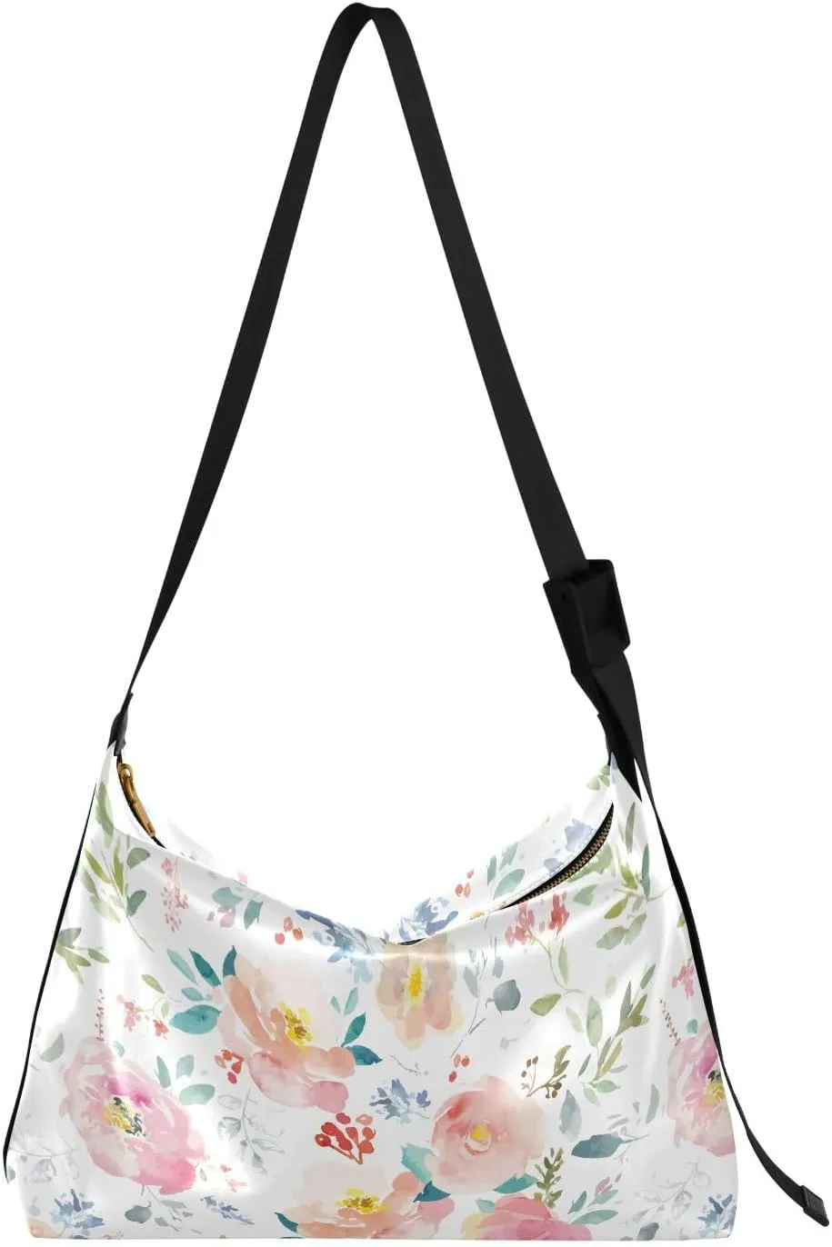 ALAZA Pink Rose Flower Romantic Womens Tote Bag Leather Shoulder Bag For Women Men Large Hobo Cross Body Bags Handbag
