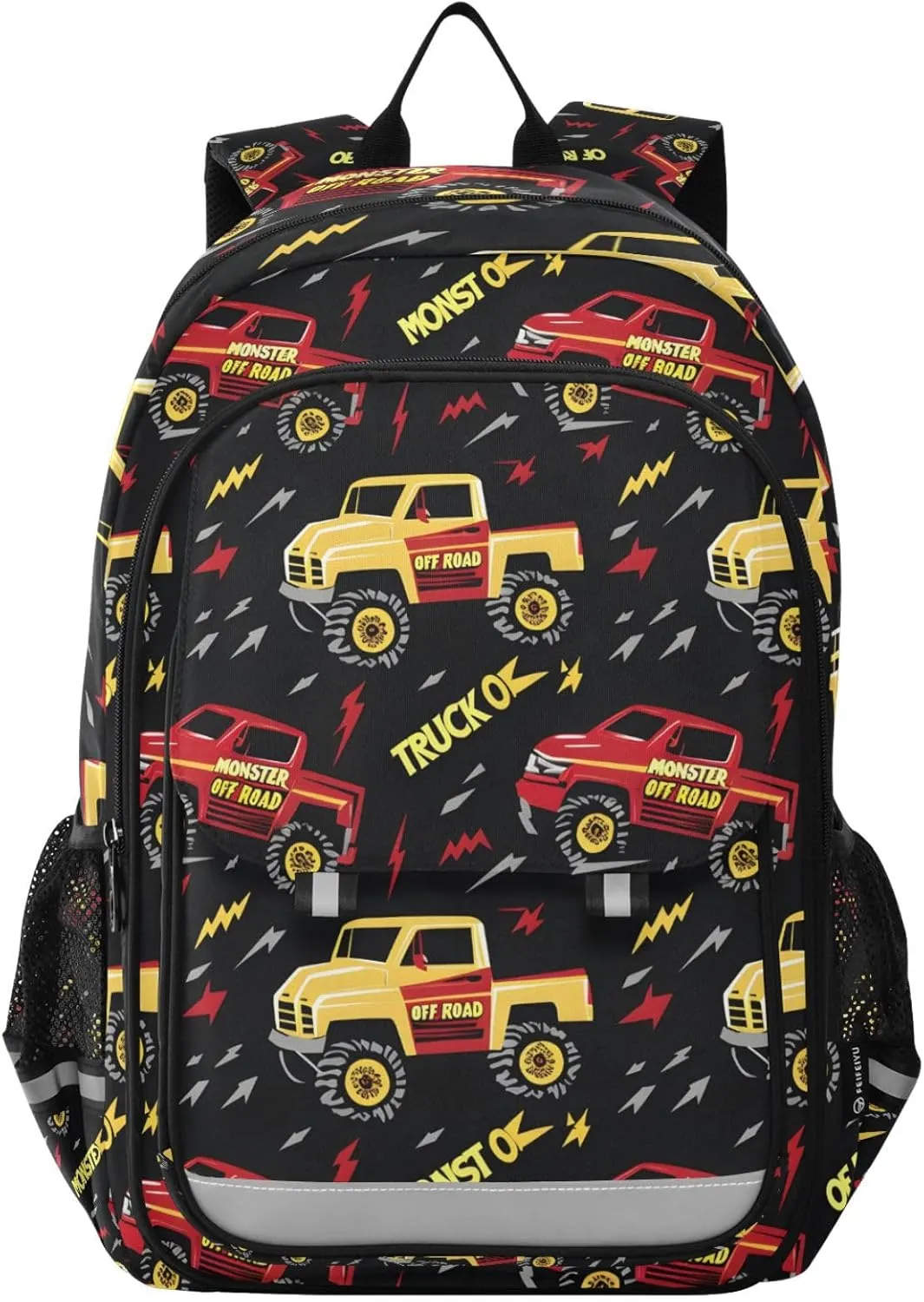 ALAZA Red Yellow Road Monster Truck Cartoon Laptop Backpack Purse for Women Men School Bag 17 Inch Bookbag Student Boys Girls Travel Casual Daypack