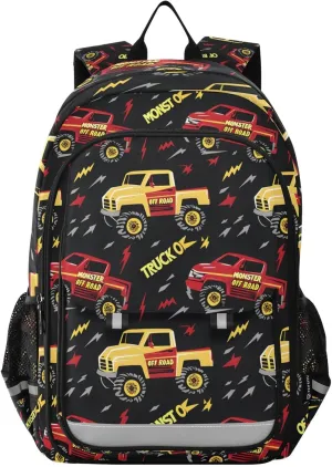ALAZA Red Yellow Road Monster Truck Cartoon Laptop Backpack Purse for Women Men School Bag 17 Inch Bookbag Student Boys Girls Travel Casual Daypack
