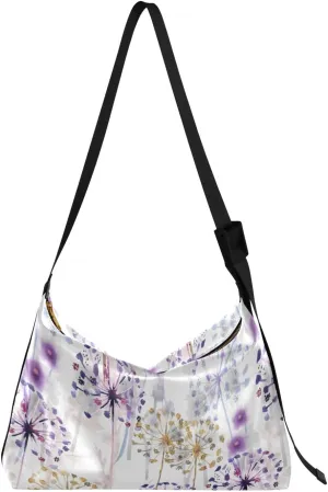 ALAZA Watercolor Dandelion Floral Womens Tote Bag Leather Shoulder Bag For Women Men Large Hobo Cross Body Bags Handbag
