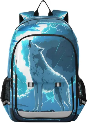 ALAZA Wolf Blue Sky Wolves Laptop Backpack Purse for Women BookBags 17 inch School Bags Men Boys Girls Travel Casual Daypack